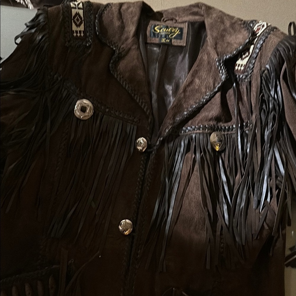 Vintage Chocolate Brown Scully Western Fringe Jacket